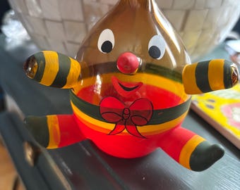 Vintage Hand Painted Humpty Dumpty Blown Glass Ornament