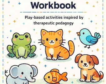 May include: A workbook titled "CONCENTRA-MAX Focus & Attention Workbook" with cartoon illustrations of a frog, cat, bird, elephant, fish, and dog. The cover also includes the text "Play-based activities inspired by therapeutic pedagogy."