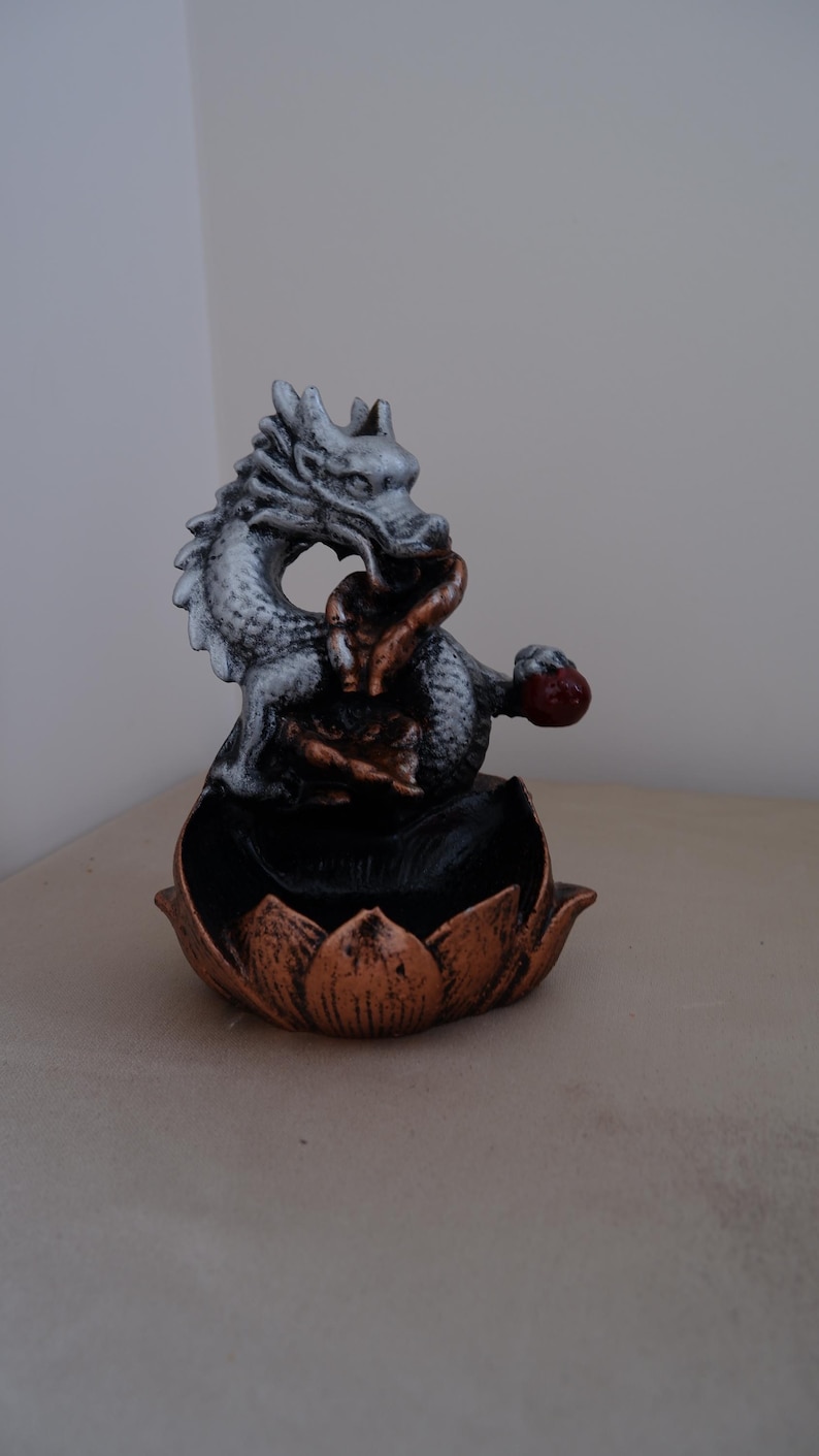 Dragon Backflow Incense Burner – Zen Home Decor Statue, Smoke Waterfall Holder, Witchy Altar Gift image 11