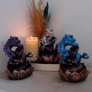 Dragon Backflow Incense Burner – Zen Home Decor Statue, Smoke Waterfall Holder, Witchy Altar Gift image 5