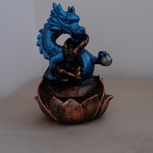 Dragon Backflow Incense Burner – Zen Home Decor Statue, Smoke Waterfall Holder, Witchy Altar Gift image 1