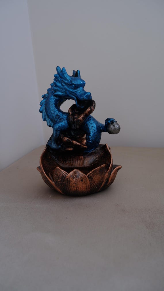 Dragon Backflow Incense Burner – Zen Home Decor Statue, Smoke Waterfall Holder, Witchy Altar Gift