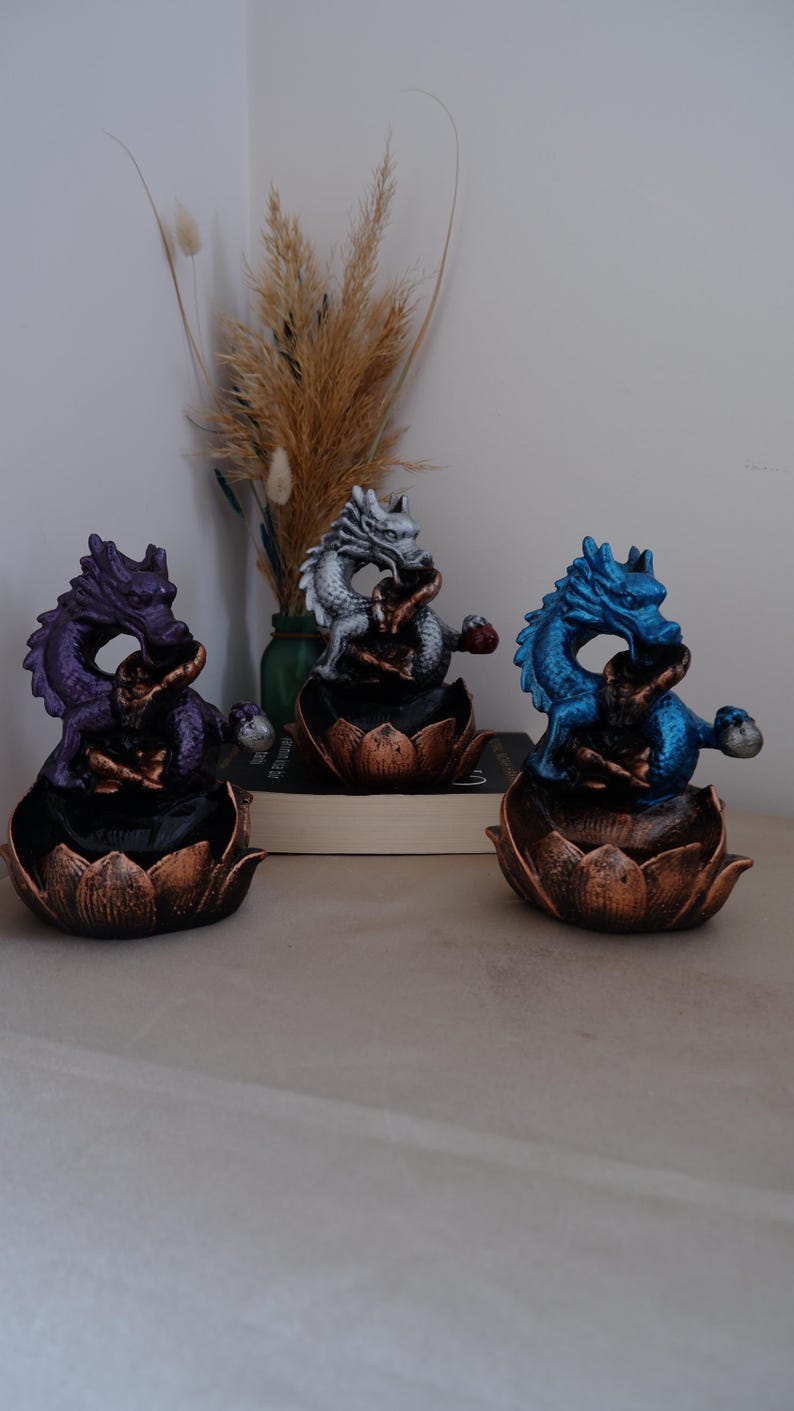 Dragon Backflow Incense Burner – Zen Home Decor Statue, Smoke Waterfall Holder, Witchy Altar Gift image 4