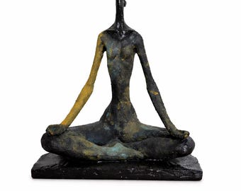 Hand-Painted Meditation Sculpture, Abstract Yoga Room Decor, Zen Gift, Office Statue