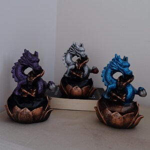 Dragon Backflow Incense Burner – Zen Home Decor Statue, Smoke Waterfall Holder, Witchy Altar Gift image 2