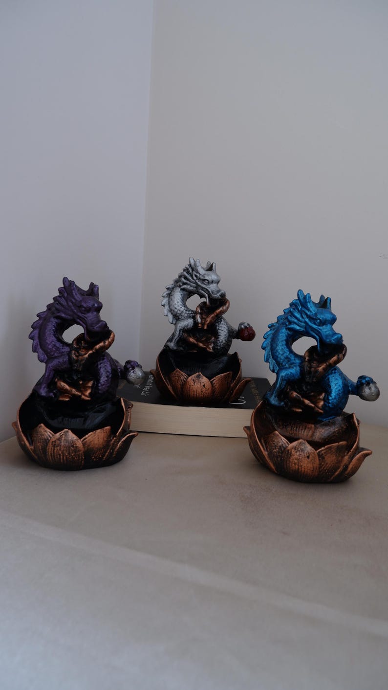 Dragon Backflow Incense Burner – Zen Home Decor Statue, Smoke Waterfall Holder, Witchy Altar Gift image 2
