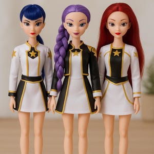 Set of 3 Fashion K-Pop Demon Hunter Dolls – Articulated Magical Warrior Style Dolls – Gift for Girls 3+ – Anime/K-Pop Collectible Figures
