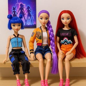 Demon Hunters Anime Figures – Rumi, Mira, and Zoey | K-Pop Style, Articulated Collectible Dolls, Inspired by Manga