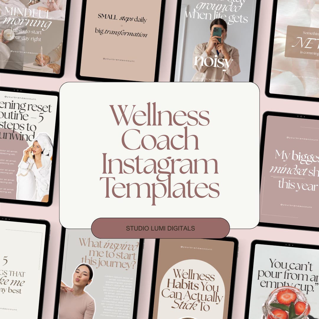 Wellness Coach Instagram Templates | Feminine Canva Social Media Kit ...