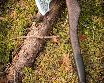 Knyazhiy Wikingeraxt von Gorillas BBQ, handgefertigte Axt aus Kohlenstoffstahl, Camping- und Bushcraft-Beil, Geschenk für ihn, nordische Axt
