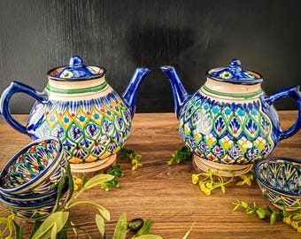 Usbekische Keramik-Teekanne, 2 Liter