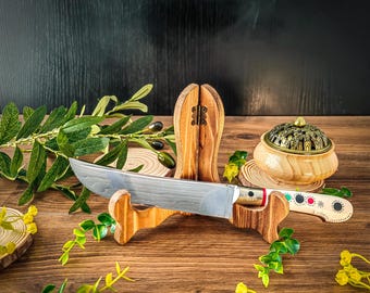 Usbekisches Pchak-Messer 27 cm mit Lederscheide – Handgefertigtes traditionelles Kochmesser