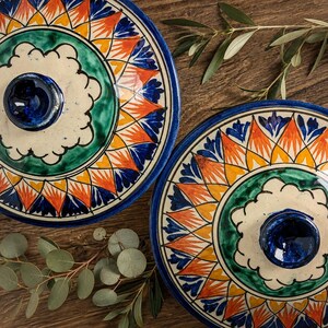 Zuccheriera in ceramica uzbeka fatta a mano con coperchio – 11,5 cm, con motivo orientale dipinto a mano, piatto decorativo per condimenti e regalo unico