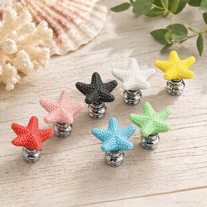 Starfish Ceramic Drawer Knobs/Ceramics Nursery Drawer Handle Pulls Knob/Colorful Nursery Knobs/Ocean Handle