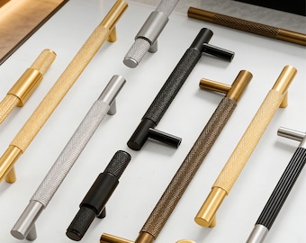 Puxadores de armário em latão antigo com acabamento serrilhado, puxadores rústicos de latão serrilhado para armários, puxadores de latão antigo, puxador para porta de guarda-roupa