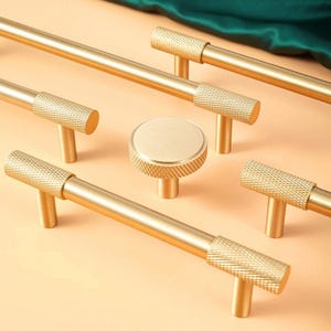 Knurled Gold Brass Cabinet Pull/Linear Dressing Table Handle /Polished Aged Satin Brass\Wardrobe Handles/Kitchen Cabinet Pulls Hardware