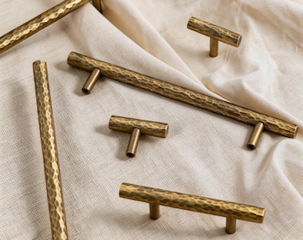 Puxadores de armário em latão martelado, puxadores de cômoda em latão, puxadores dourados modernos para guarda-roupa, puxadores de armário em estilo francês, ferragens modernas, maçanetas e puxadores.