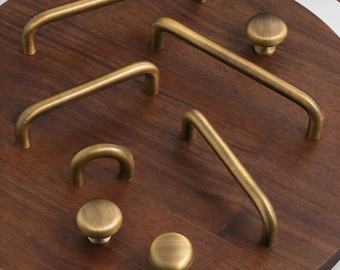 Puxadores de armários de cozinha em latão antigo / Puxadores de portas de guarda-roupa em latão em formato de U / Puxadores de cozinha / Puxadores de gaveta para sapateira / Ferragens para móveis