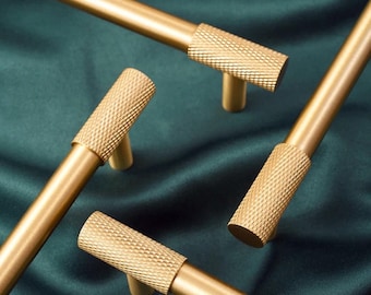 Puxador de cozinha em bronze serrilhado, puxador em T, puxador de armário texturizado, puxador dourado para guarda-roupa, puxador para cozinha, puxador para porta de gaveta/ferragens para móveis