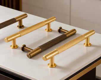 Puxadores de latão serrilhado para armários, puxadores de latão serrilhado para armários, puxadores de latão antigo, puxador serrilhado, puxador de latão para gaveta/ferragens para armários