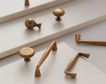 Puxadores e botões de gaveta em bronze antigo, puxador de gaveta rústico em liga de zinco, puxadores de armário em latão envelhecido, ferragens de cozinha retrô