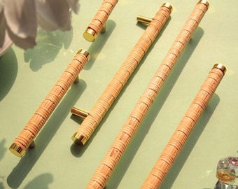 Puxadores de armário em rattan/Puxadores de armário em madeira de rattan feitos à mão/Puxadores de gaveta de cozinha estilo boho/Puxadores de rattan para gavetas/Puxador de gaveta em vime