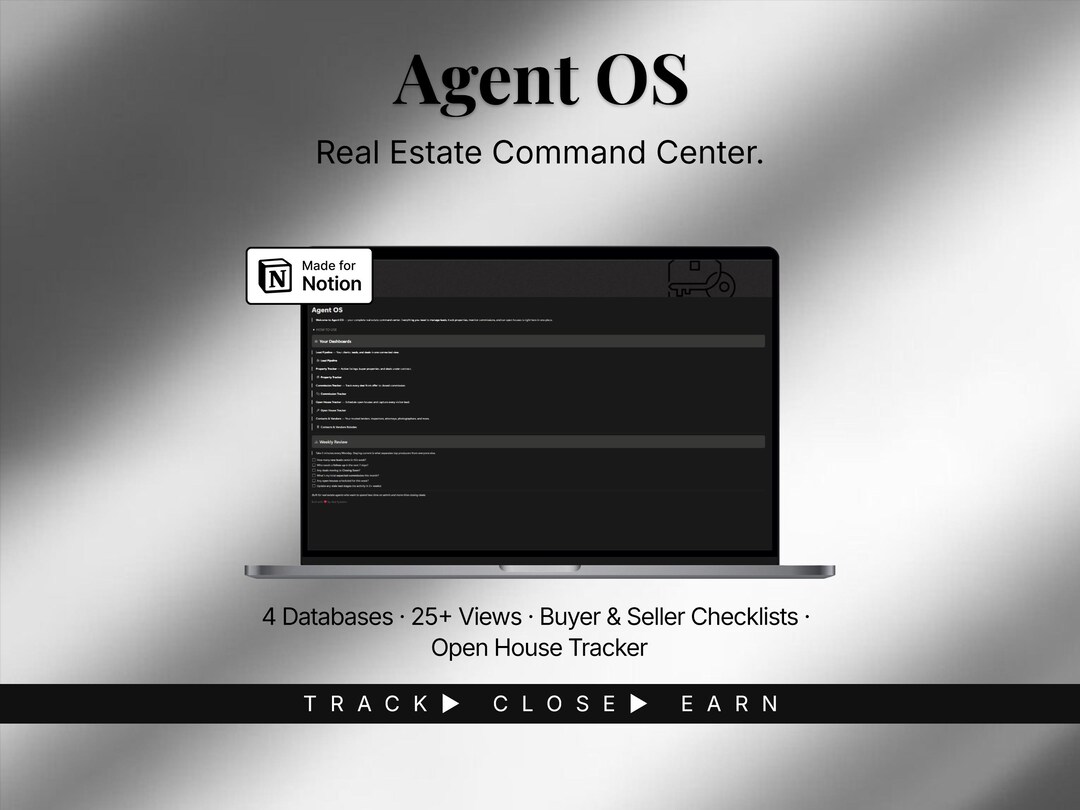 Agent OS — Real Estate Notion Template | Agent CRM Dashboard | Lead ...