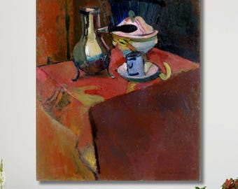 Obraz na płótnie Henri Matisse – Martwa natura z naczyniami na stole, wydruk do dekoracji domu, kuchni, jadalni, salonu lub biura