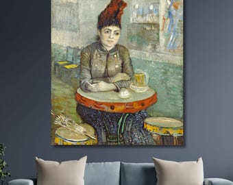 Van Gogh Agostina Segatori płótno ścienne, Café du Tambourin druk portretowy, impresjonistyczne malowanie wnętrz, nieoprawiony prezent w stylu vintage