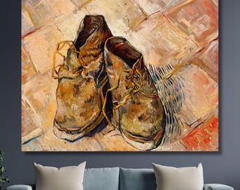 Obraz ścienny na płótnie z butami Van Gogha, rustykalny obraz martwej natury, sztuka postimpresjonistyczna, wystrój rustykalnego domu, prezent Dark Academia