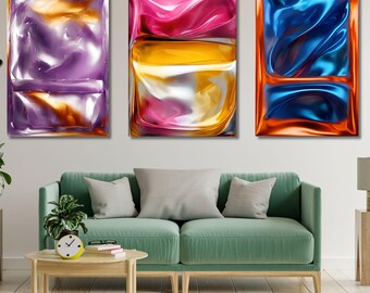 Set Of 3 Rothko Style Canvas Wall Art, Abstract Color Field Painting, Minimalist Modern Print, Mid Century Home Decor, Large Wall Artwork