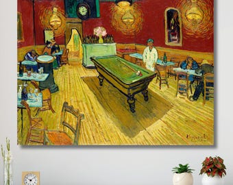 Plakat na ścianę Van Gogha „Nocna kawiarnia”, żywy obraz do wnętrz, dekoracja postimpresjonistyczna, prezent w postaci plakatu z barem w stylu vintage
