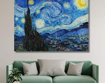 Van Gogh Sternennacht Leinwand Kunst, Kultiger Post-Impressionistischer Druck, Meisterwerk Fine Art Poster, Nachthimmel Wohnkultur Geschenk