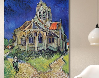 Van Gogh Die Kirche in Auvers Leinwand Wandkunst, Kultiger Post-Impressionistischer Druck, Historische Landschaft Fine Art Poster Geschenk