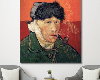 Van Gogh verbundenes Ohr Selbstporträt Leinwand Wandkunst, Kultiger Post-Impressionistischer Druck, Meisterwerk Fine Art Poster Geschenk
