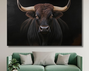Schottische Hochlandrind Kuh, Wandbild für Schottische Rinder, Longhorn Haariges Tier Poster, Rustikaler Farmhaus Stil, Einzigartiges Geschenk für Schottland