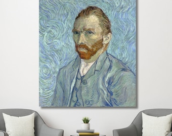 Van Gogh Selbstporträt Leinwand Wandkunst, Post-Impressionistisches Meisterwerk Druck, Kultiger Künstler Porträt Poster Geschenk