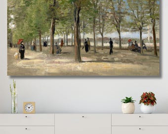 Obraz na płótnie Van Gogha „Taras w Ogrodzie Luksemburskim”, wydruk ze sceną paryskiego parku, impresjonistyczny pejzaż miejski, klasyczny wystrój artystyczny