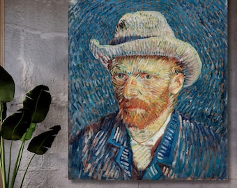 Van Gogh Selbstporträt mit grauem Filzhut - Leinwanddruck, Post-Impressionistischer Druck, Kultiger Künstler Porträt-Kunstplakat-Geschenk
