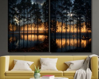 Set of 2 Klimt Forest Canvas Wall Art , Gustav Klimt Nature Wall Art, Abstract Landscape Painting, Famous Art Print, Modern Home Decor