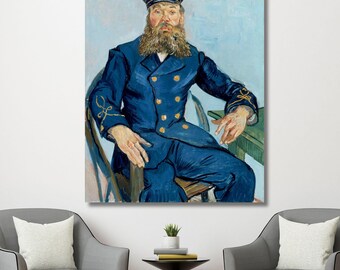 Van Gogh Postbote Joseph Roulin Porträt Leinwand Wandkunst, Post-Impressionistischer Kunstdruck, Kultige Figur Malerei Kunst Poster Geschenk