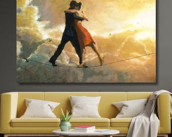 Tango Dance Couple Canvas Art, Argentine Tango Wall Decor, Romantic Dance Portrait, Ballroom Dancers Poster, Passionate Couple Gift, Large