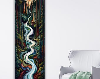 Rzeka w stylu Gustava Klimta na płótnie, dekoracja złotego lasu w stylu secesyjnym, nowoczesna abstrakcyjna sztuka ścienna z motywem natury, wydruk obrazu olejnego o symbolice, złoty prezent