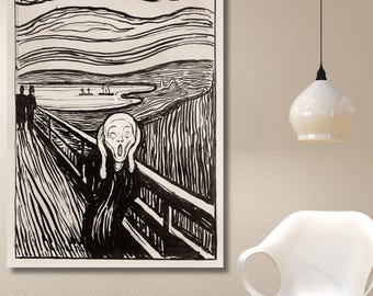 The Scream Edvard Munch Canvas Art, Iconic Expressionist Wall Decor, Famous Museum Quality Print, Moody Masterpiece Poster, Psychology Gift