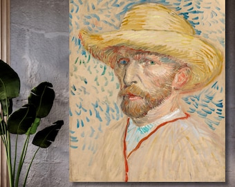Van Gogh Selbstporträt Leinwand Wandkunst, Post-Impressionistisches Meisterwerk Druck, Kultiger Künstler Porträt Poster Geschenk