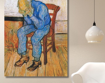 Van Gogh At Eternity's Gate Canvas Wall Art, Sorrowing Old Man Print, Post-Impressionist Figure Painting, Vintage Melancholy Fine Art Decor