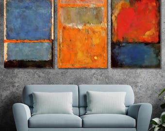 3er Set Rothko Stil Leinwand Wandkunst, abstrakte Farbfeld Malerei, minimalistischer moderner Druck, Mid Century Wohndekoration, großes Wand Kunstwerk