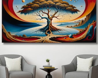 Tree of Life Canvas Wall Art, Eternal Tree Print, Symbolic Nature Decor, Family Tree Poster, Colorful Statement Piece Home Gift