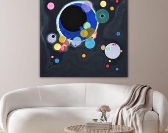 Wassily Kandinsky Several Circles Canvas Art, Bauhaus Abstract Wall Decor, Famous Geometric Painting Print, Large Modern Colorful Home Decor