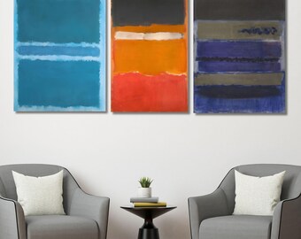 3er Set Rothko Stil Leinwand Wandkunst, abstrakte Farbfeld Malerei, minimalistischer moderner Druck, Mid Century Wohndekoration, großes Wand Kunstwerk